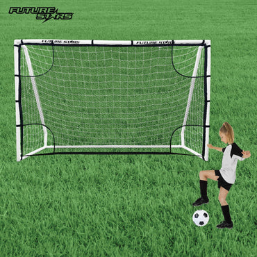 8Ft Soccer Goal Combo Set with Shooter Tutor, Official Size 5 Soccer Ball and Pump with Pin - Charann Global