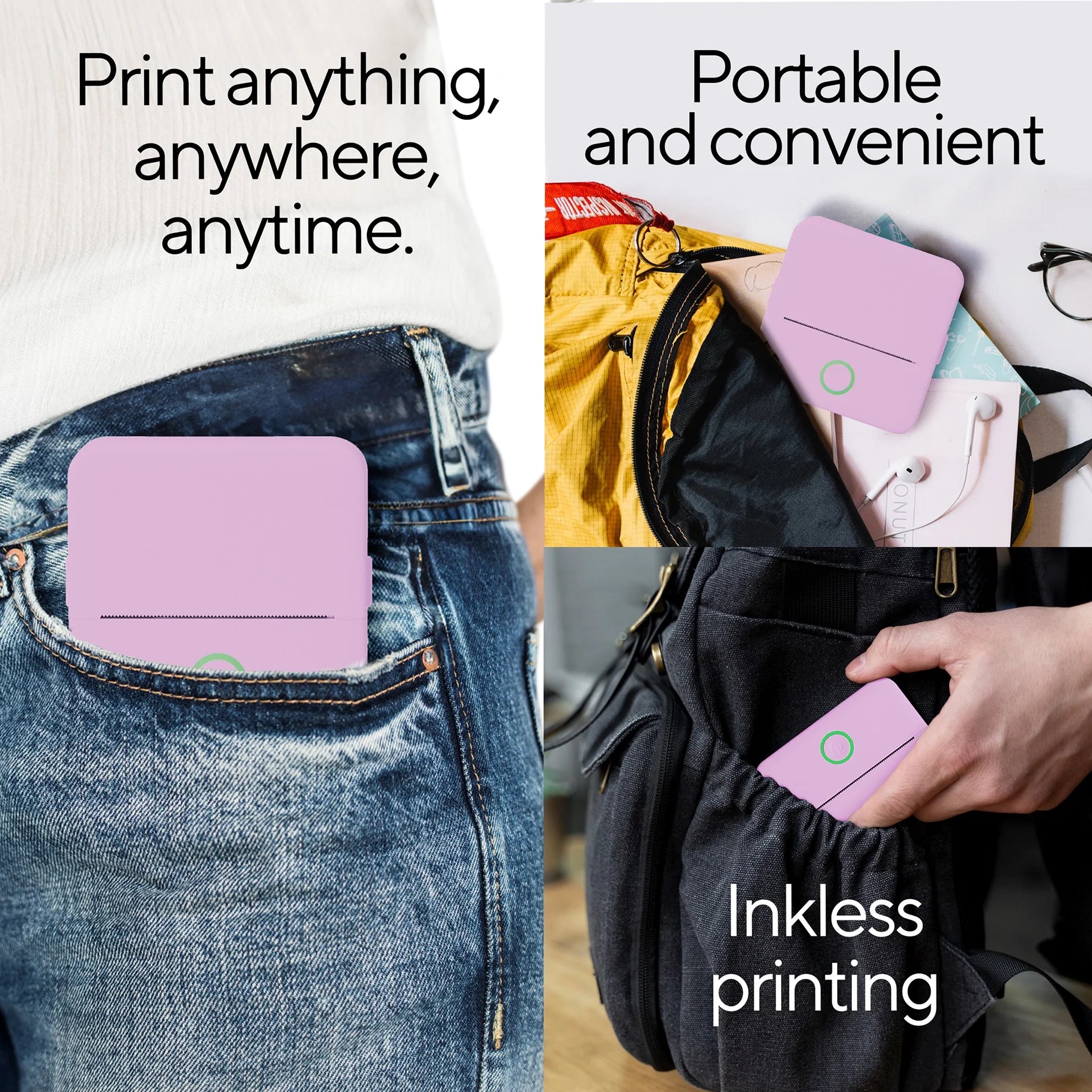 CTP500 Bluetooth Mini Portable Inkless Thermal Printer & Label Maker + Paper, Android & Ios (Purple)
