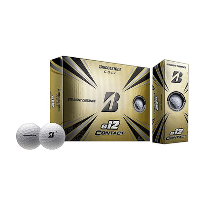 Bridgestone E12 CONTACT Golf Balls with Contact Force Dimples, White, 12-Pack