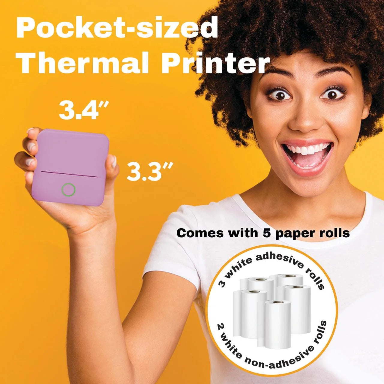CTP500 Bluetooth Mini Portable Inkless Thermal Printer & Label Maker + Paper, Android & Ios (Purple)