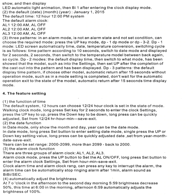 Digital 3D LED Big Wall Desk Alarm Clock Snooze 12/24 Hours Auto Brightness USB