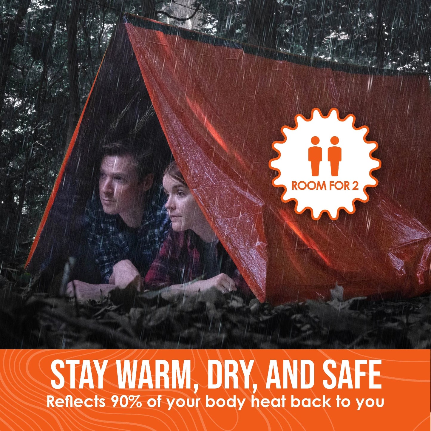 Life Tent 2-Person Emergency Survival Shelter, Waterproof Thermal Tube Tent, Orange