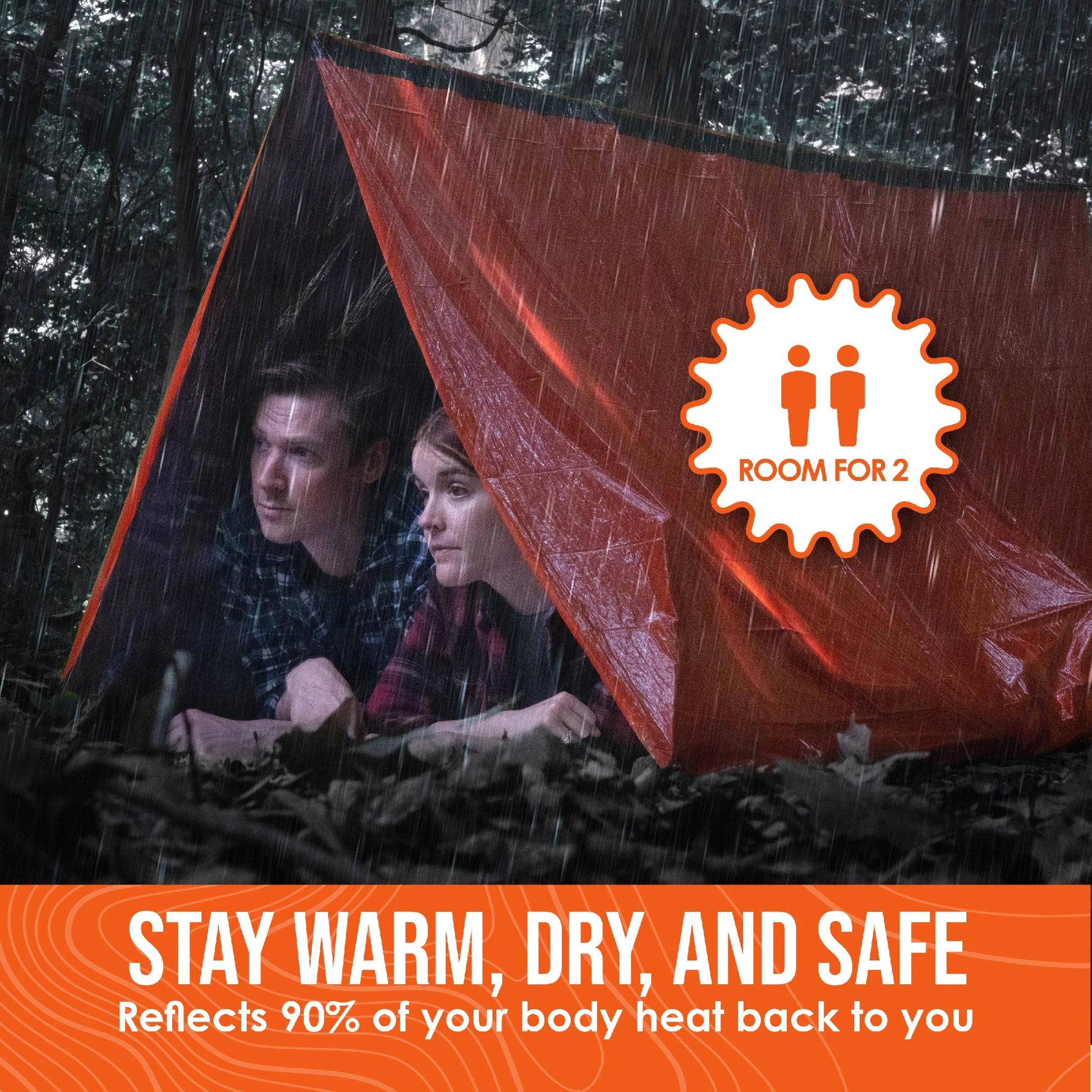 Life Tent 2-Person Emergency Survival Shelter, Waterproof Thermal Tube Tent, Orange