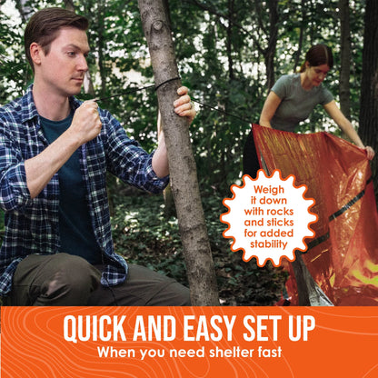 Life Tent 2-Person Emergency Survival Shelter, Waterproof Thermal Tube Tent, Orange